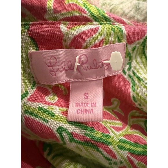 LILLY PULITZER Sleeveless Pink Green Silk Blend Jersey Ruffle Wrap‎ Dress S NWOT - Picture 5 of 6